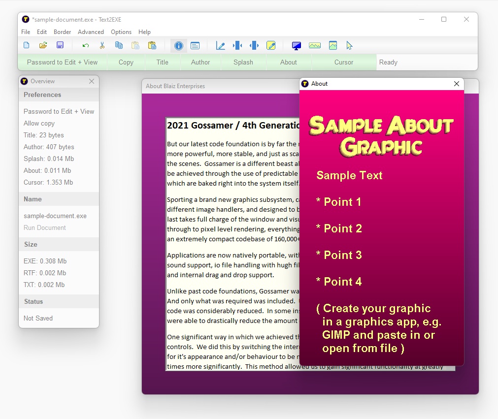 A custom graphic image for the About window of your document - "right click > About" to display
Click to view image full size in a new tab